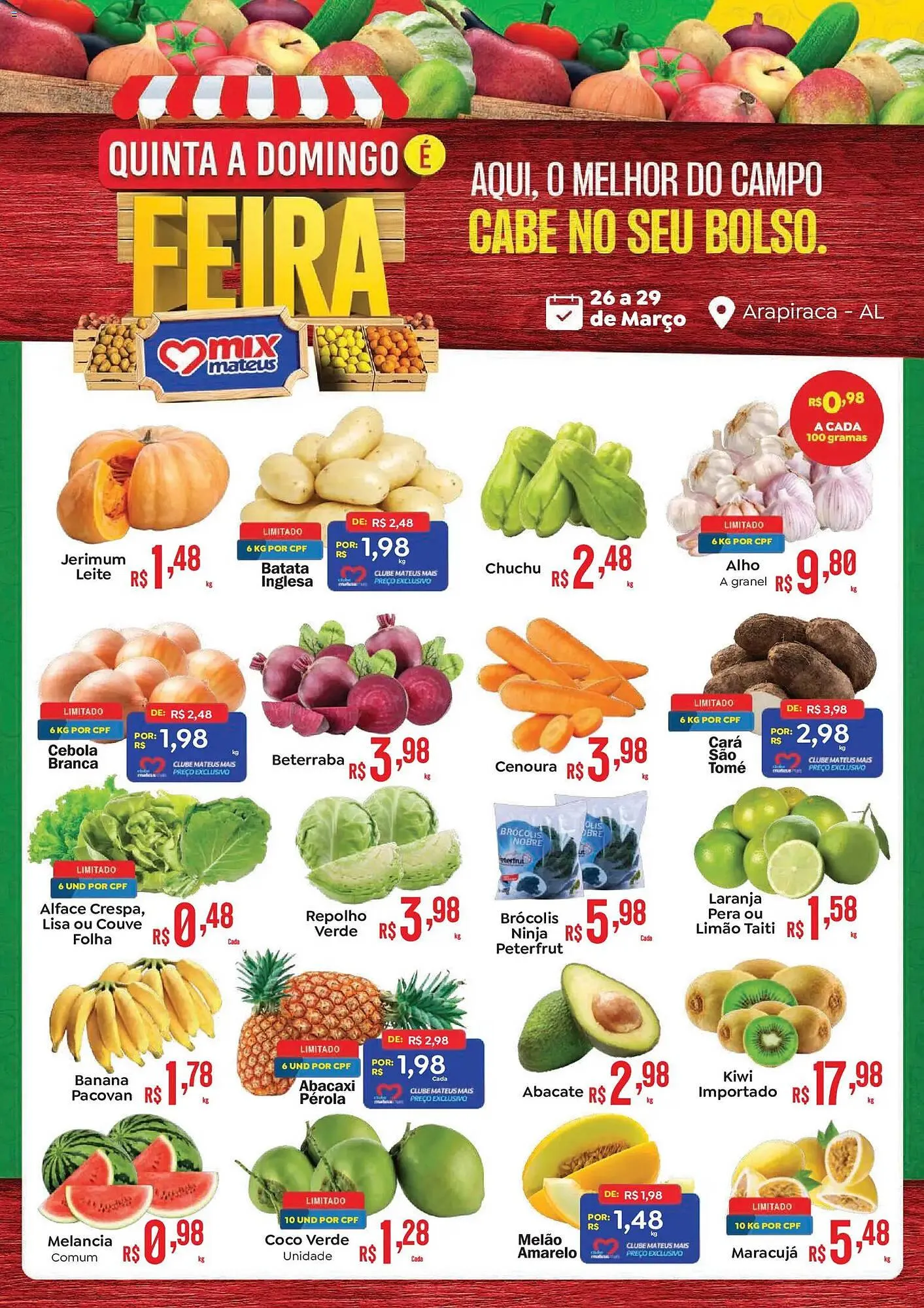 Encarte de Catálogo Supermercados Mateus 26 de março até 29 de março 2026 - Pagina 1