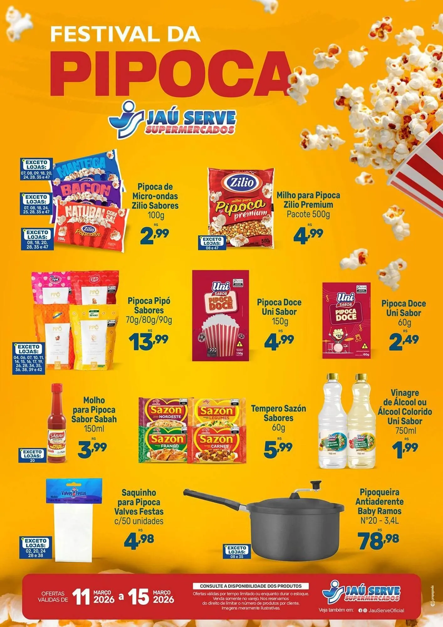 Encarte de Catálogo Supermercados Jau Serve 11 de março até 15 de março 2026 - Pagina 1