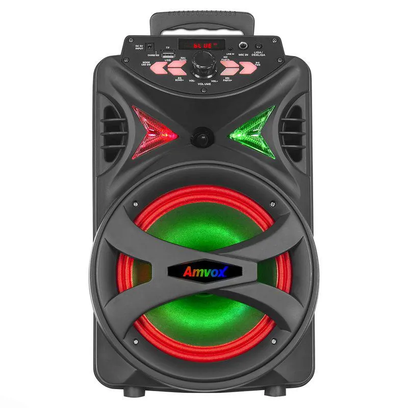 Caixa de Som Amvox Hit Portátil Amplificada 250W RMS com LED Bluetooth Rádio FM Bivolt ACA255
