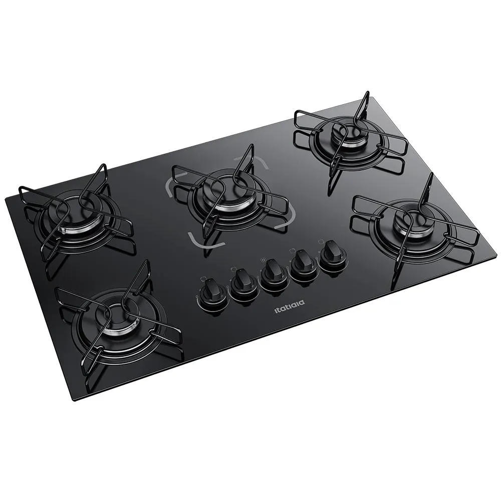 Cooktop Itatiaia Acendimento Superautomático 5 Bocas Mesa de Vidro Temperado Preto Essencial 3700000193 Bivolt