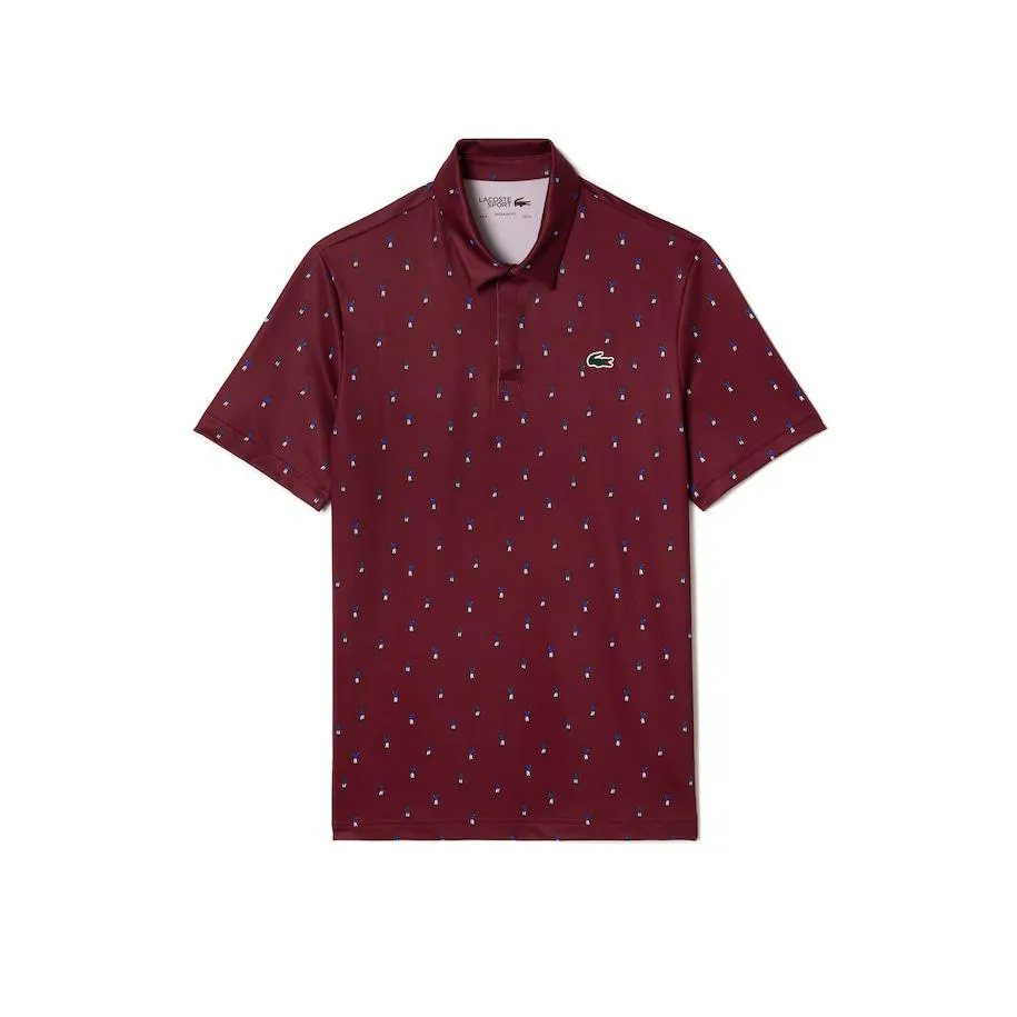 Polo masculina Lacoste Golf em poliéster reciclado estampado