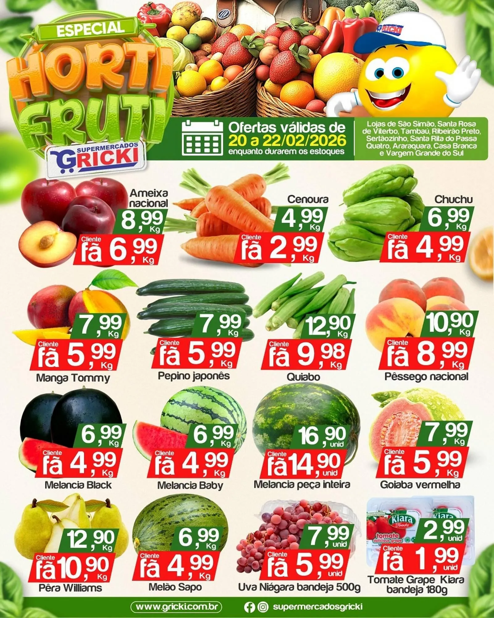 Encarte de Catálogo Supermercados Gricki 20 de fevereiro até 22 de fevereiro 2026 - Pagina 1