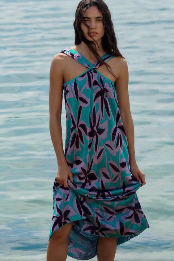 VESTIDO COMPRIDO DE MALHA JACQUARD