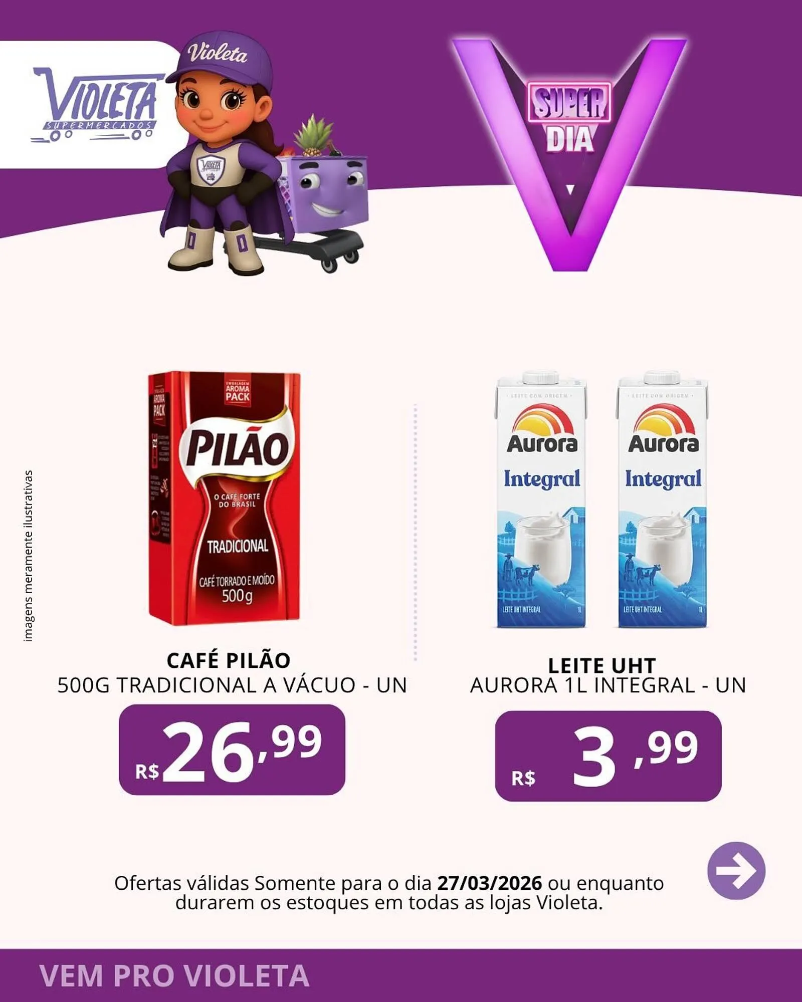 Encarte de Catálogo Violeta Supermercados 27 de março até 27 de março 2026 - Pagina 1