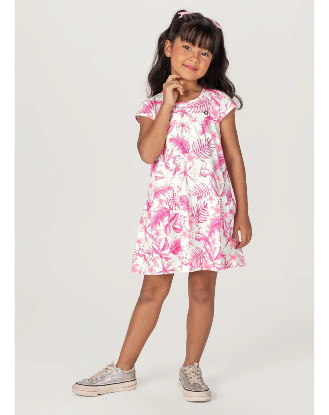 Vestido Infantil Menina De Folhas Brandili