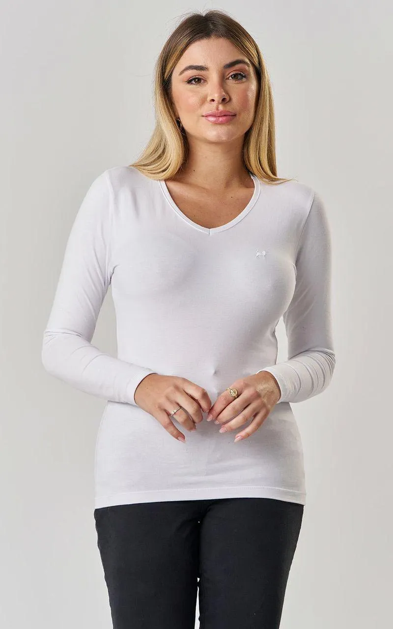 Camiseta básica ML cotton decote V - BRANCO