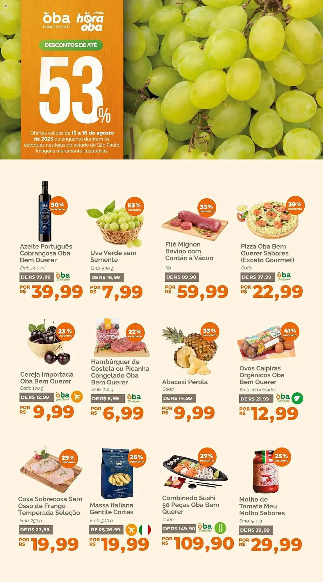 Encarte de Catálogo Oba Hortifruti 15 de agosto até 18 de agosto 2025 - Pagina 1