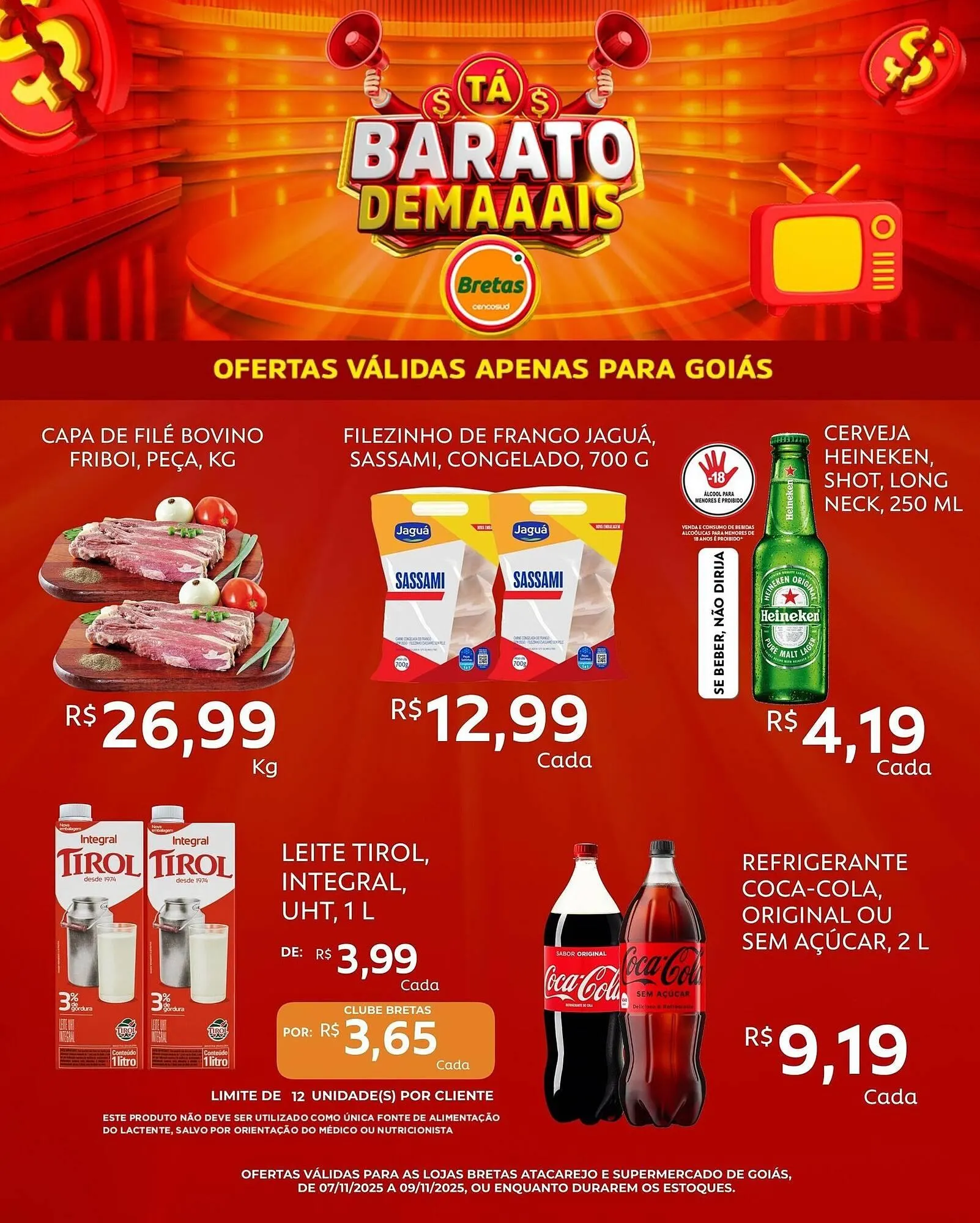 Encarte de Catálogo Supermercados Bretas 7 de novembro até 9 de novembro 2025 - Pagina 1