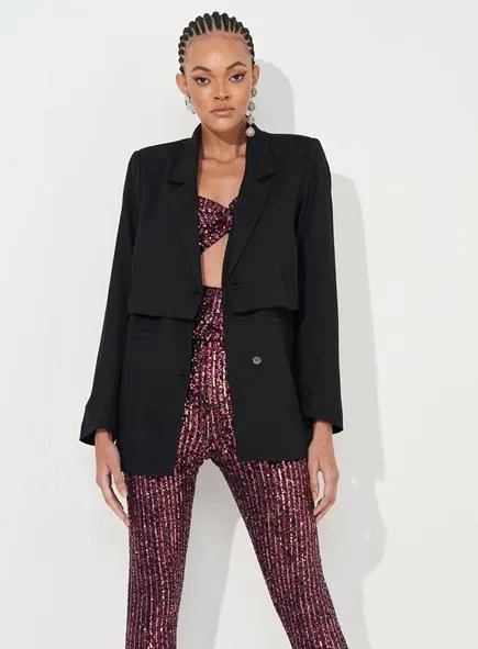 Blazer Alongado Com Camadas