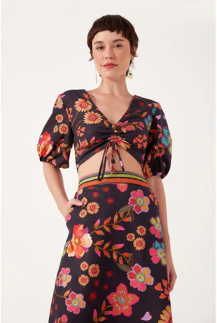 Blusa Cropped Algodão Estampa Saudade