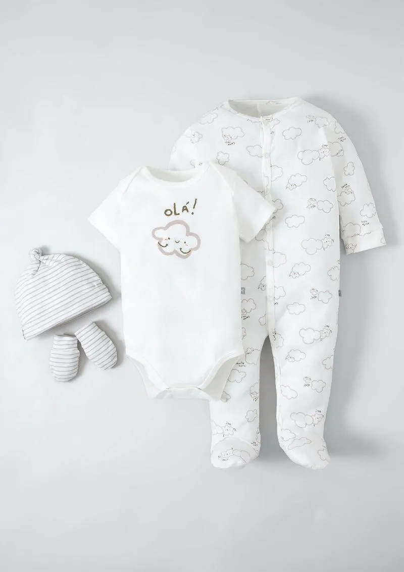 Kit Bebê Unissex My First Hering Em Algodão Orgânico - Off White