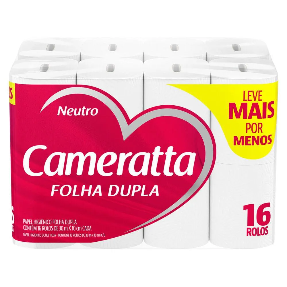 Papel Higiênico Folha Dupla Cameratta 30m Com 16 Rolos Lm Por Me