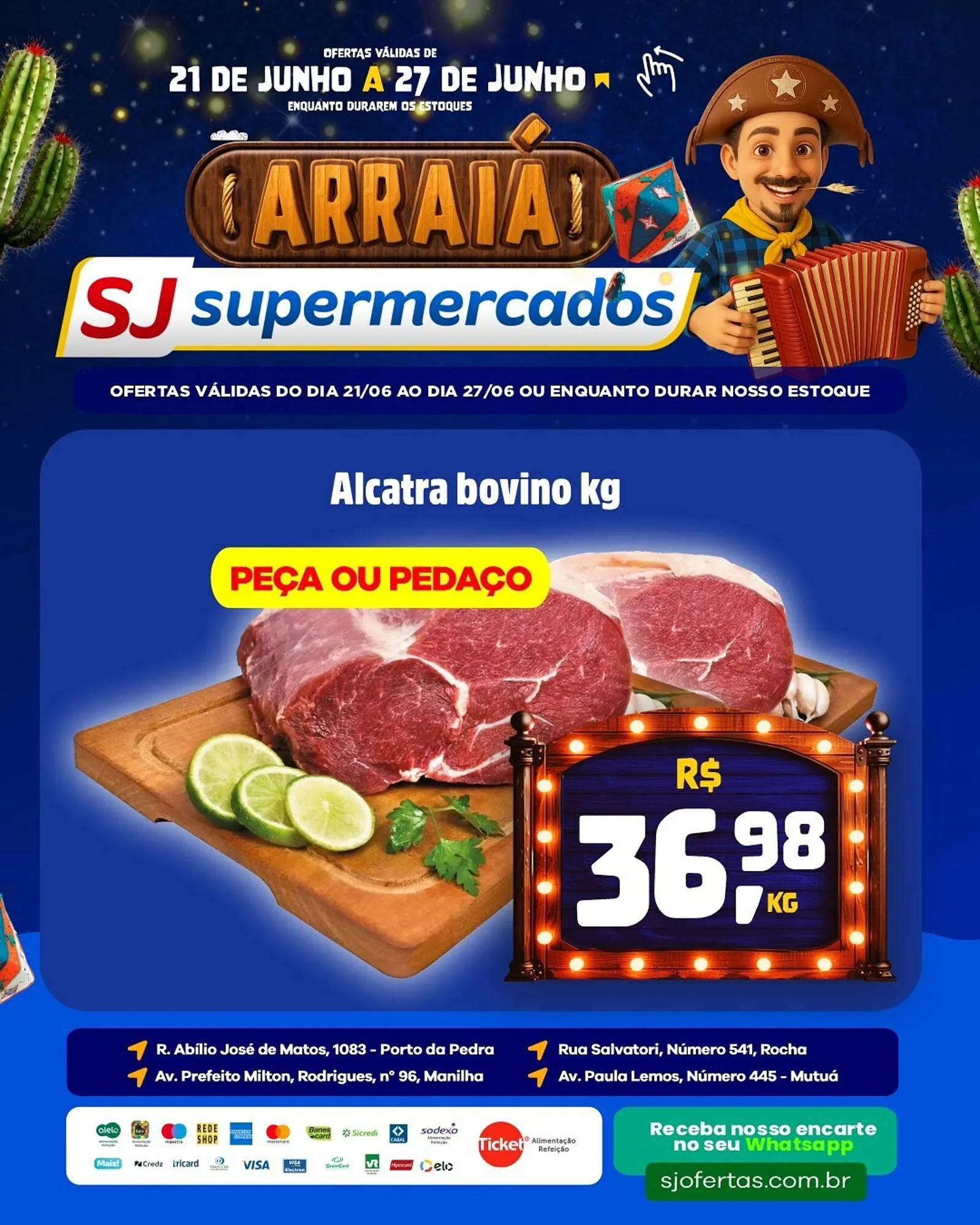 Encarte de Catálogo Sj Supermercados 21 de junho até 27 de junho 2025 - Pagina 1