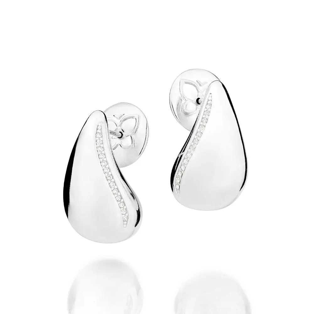 BRINCO GOTA BOJUDA DE PRATA MACIÇA 925 COM ZIRCÔNIAS - TAM.ÚNICO 8202530006