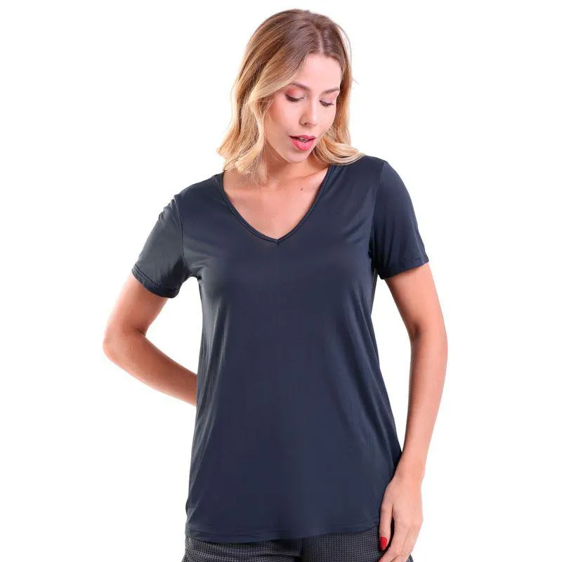 Camiseta Feminina Decote V Speed Cinza Chumbo