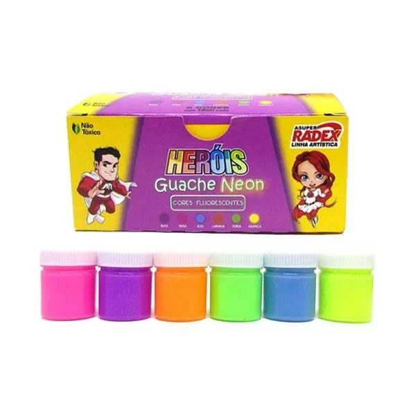 Guache Neon Asuper Com 6 Cores - Radex