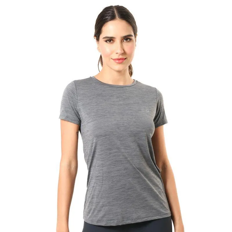 Camiseta Feminina Básica Manga Curta Energy Cinza Chumbo