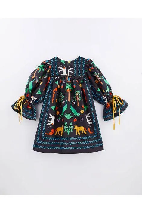 Vestido Lenco Bichos Do Egito Preto