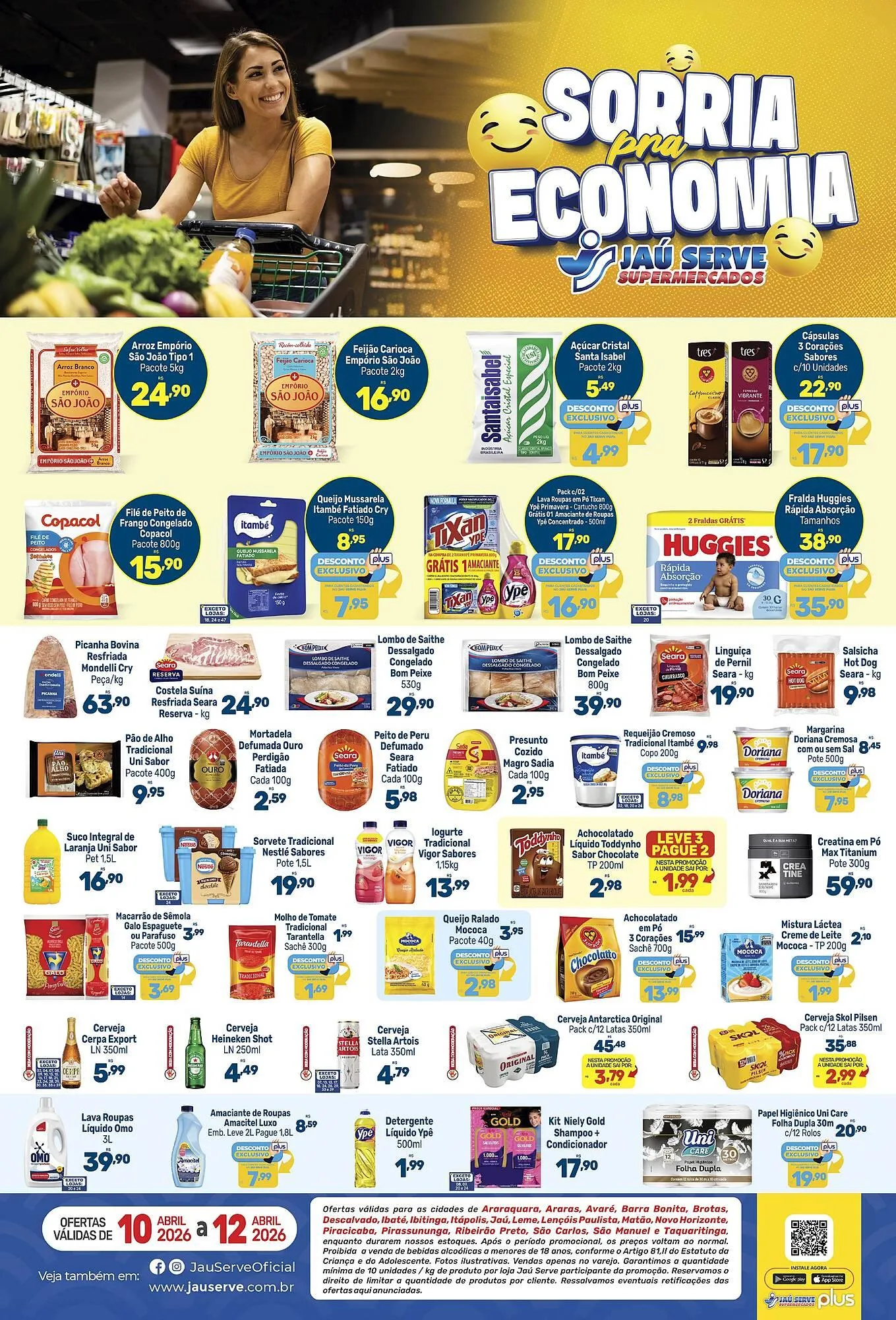 Encarte de Catálogo Supermercados Jau Serve 10 de abril até 12 de abril 2026 - Pagina 1