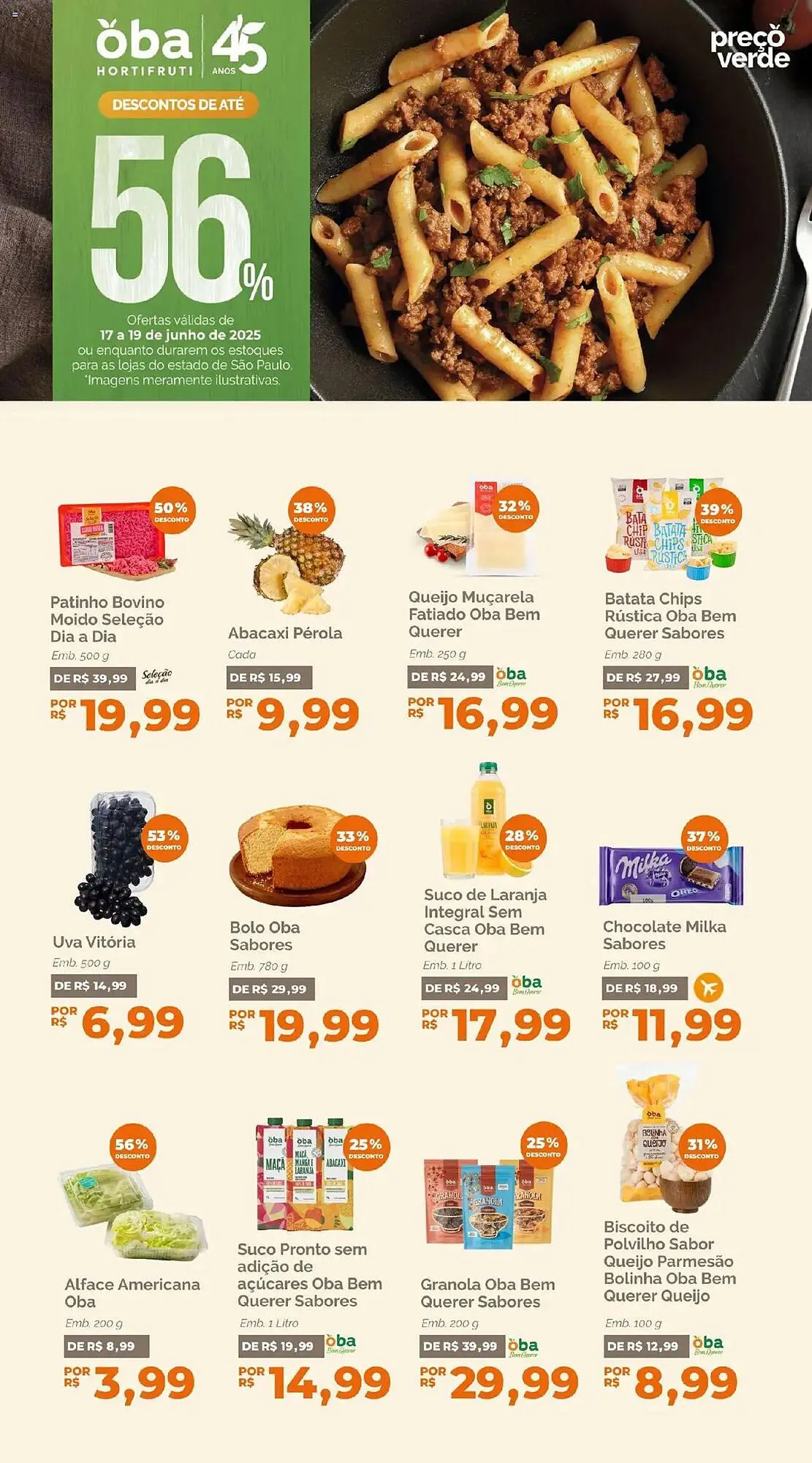 Encarte de Catálogo Oba Hortifruti 17 de junho até 19 de junho 2025 - Pagina 1