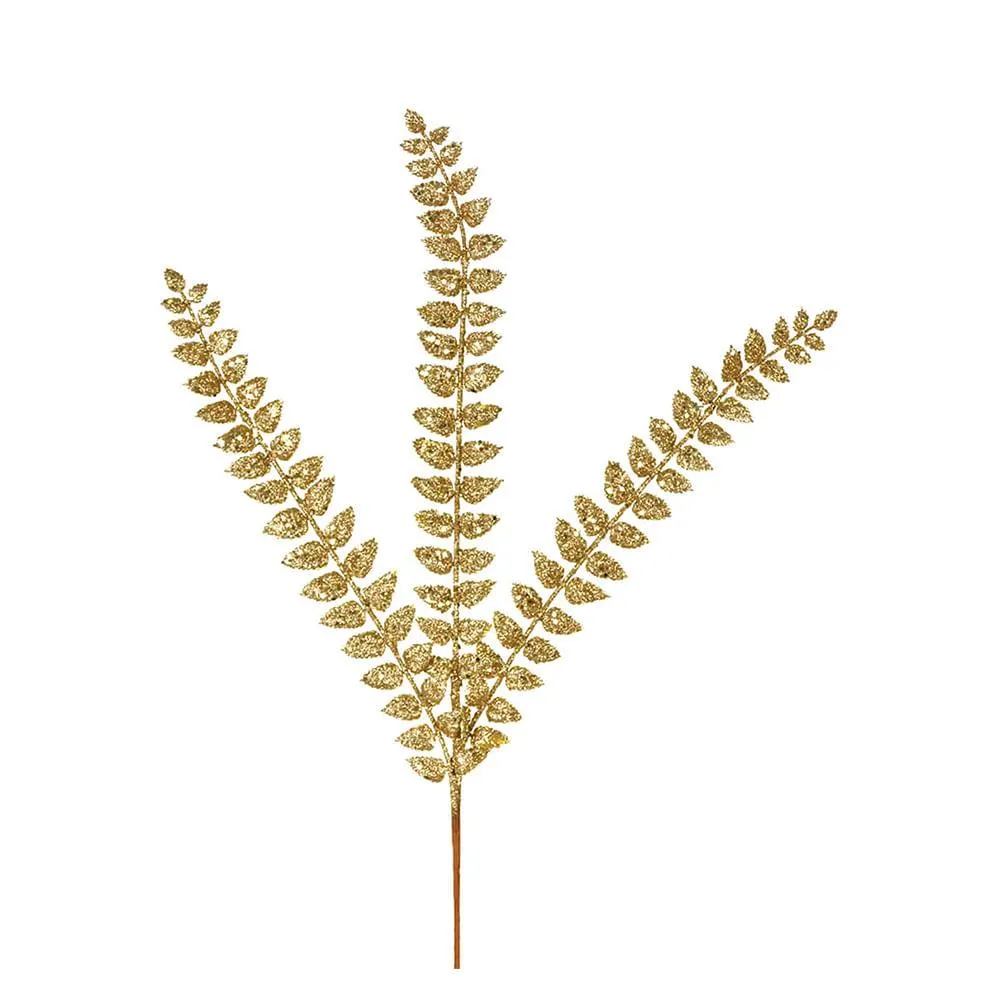 Haste Natalina Folha Grillo com Glitter X3 Dourado