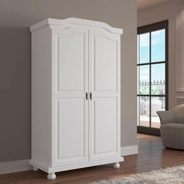 Guarda-Roupa Solteiro Bastian Madeira Maciça 2 PT Branco
