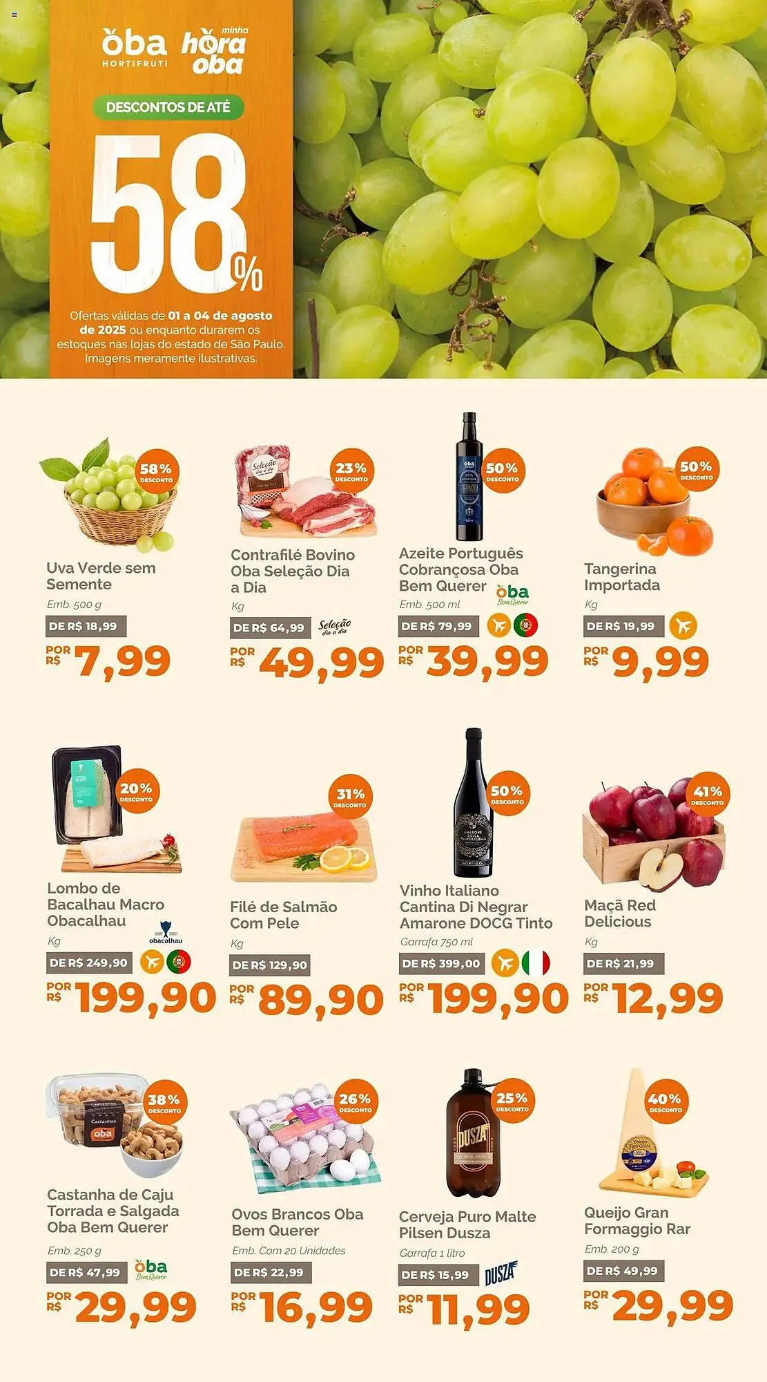 Encarte de Catálogo Oba Hortifruti 1 de agosto até 4 de agosto 2025 - Pagina 1