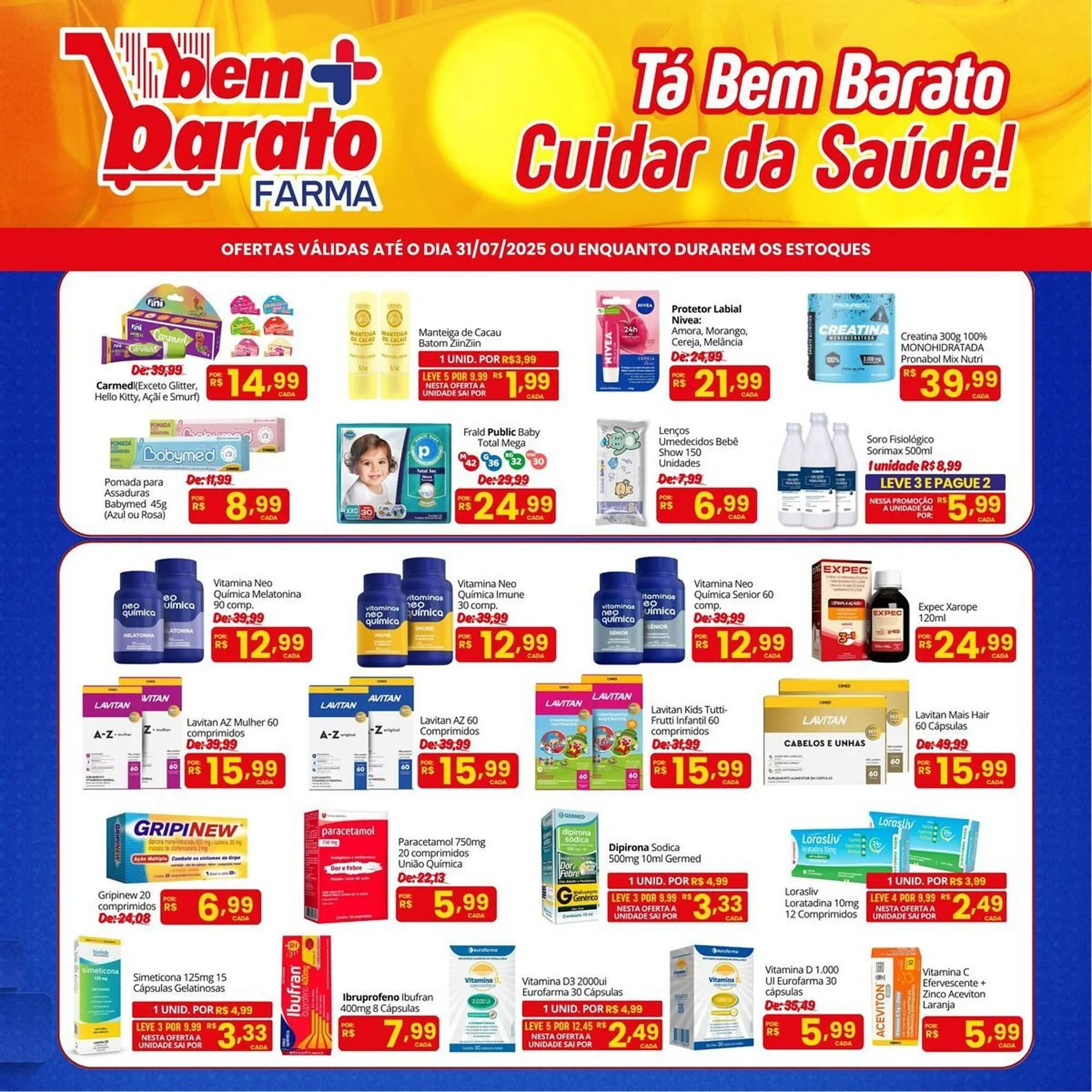 Encarte de Catálogo Supermercado Bem Barato 22 de julho até 31 de julho 2025 - Pagina 1
