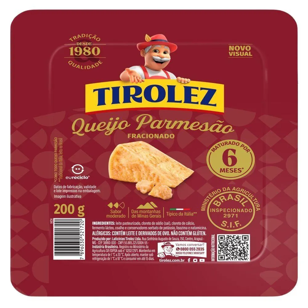 Queijo Parmesão Tirolez Maturação 6 Meses 200g
