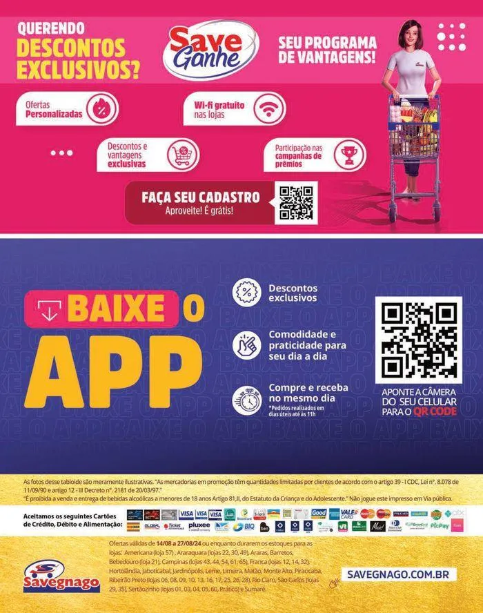 Encarte de Ofertas Supermercados Savegnago 14 de agosto até 27 de agosto 2024 - Pagina 14