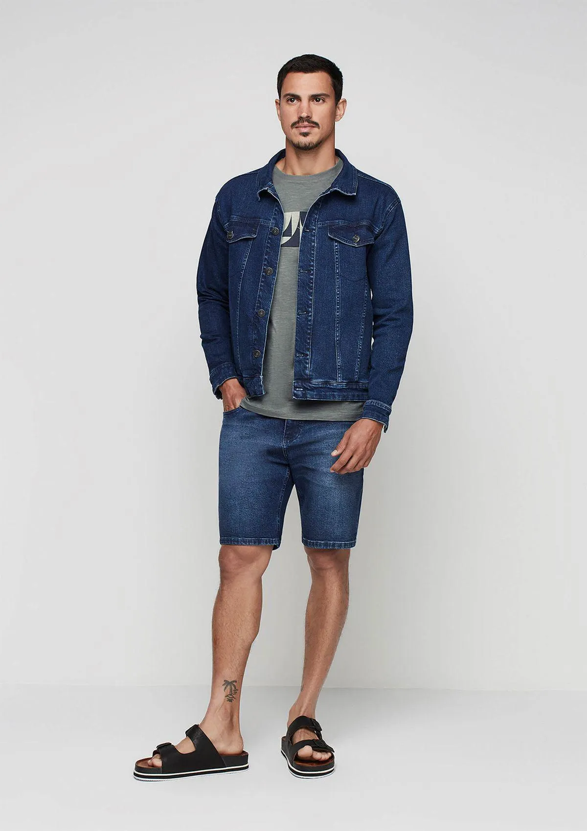 Jaqueta Jeans Masculina Trucker - Azul