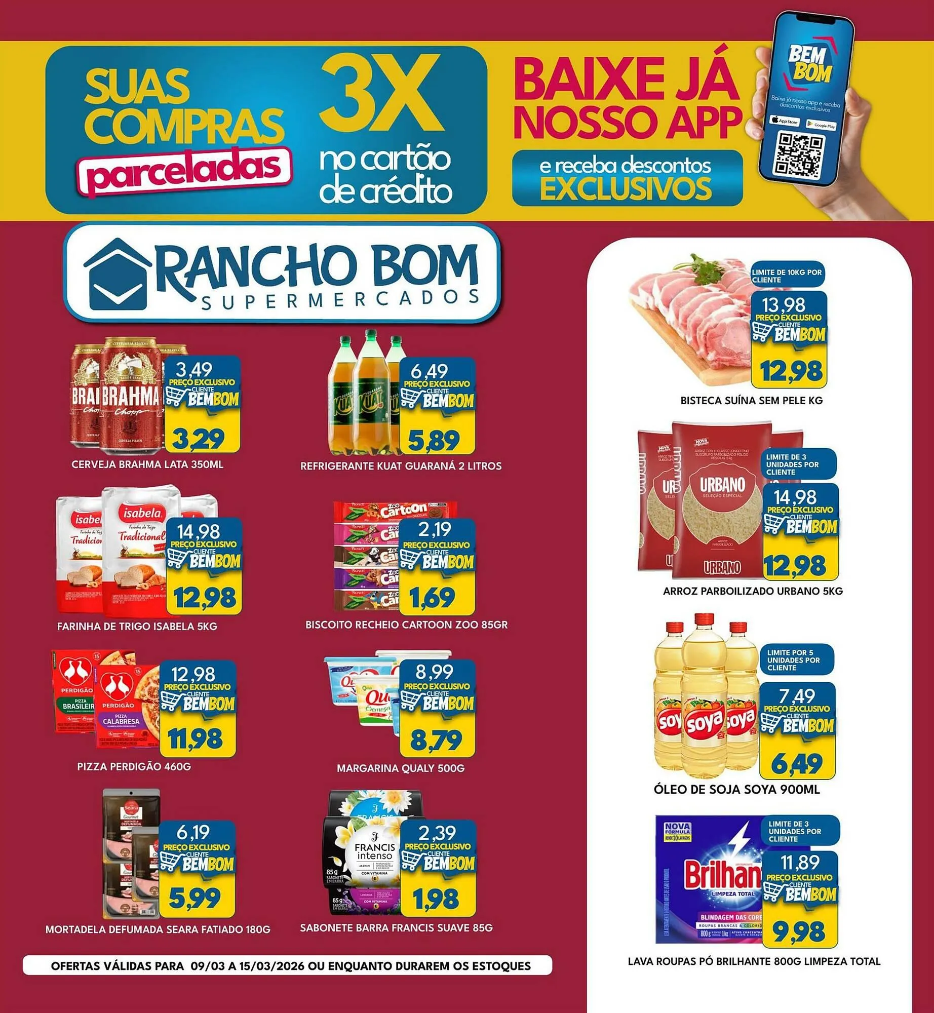 Encarte de Catálogo Rancho Bom Supermercados 9 de março até 15 de março 2026 - Pagina 1
