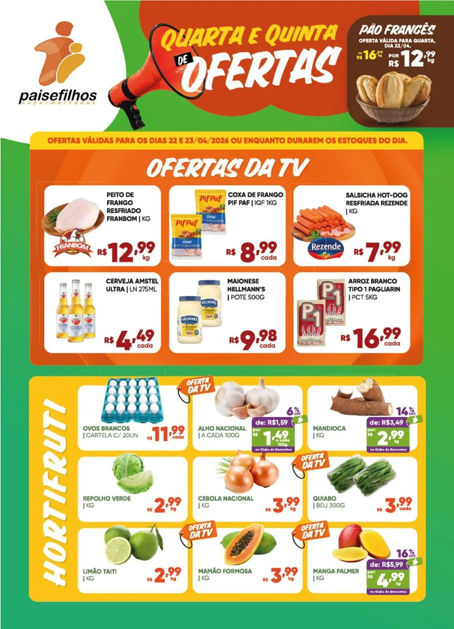 Encarte de Catálogo Pais e Filhos Supermercados 22 de abril até 23 de abril 2026 - Pagina 1