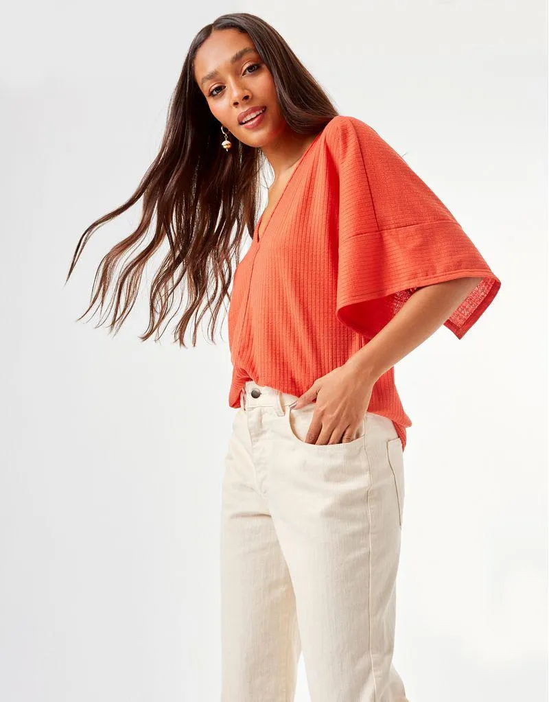 Blusa Claudia Canelado Lisa - Telha