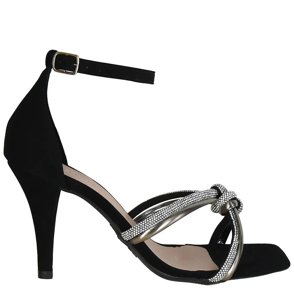 SANDALIA SALTO FINO TOP CRUZADO STRASS DI SANTINNI