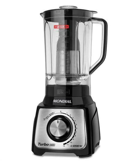 Liquidificador Mondial L-1200-BI Turbo - 1200W de Potência - Preto