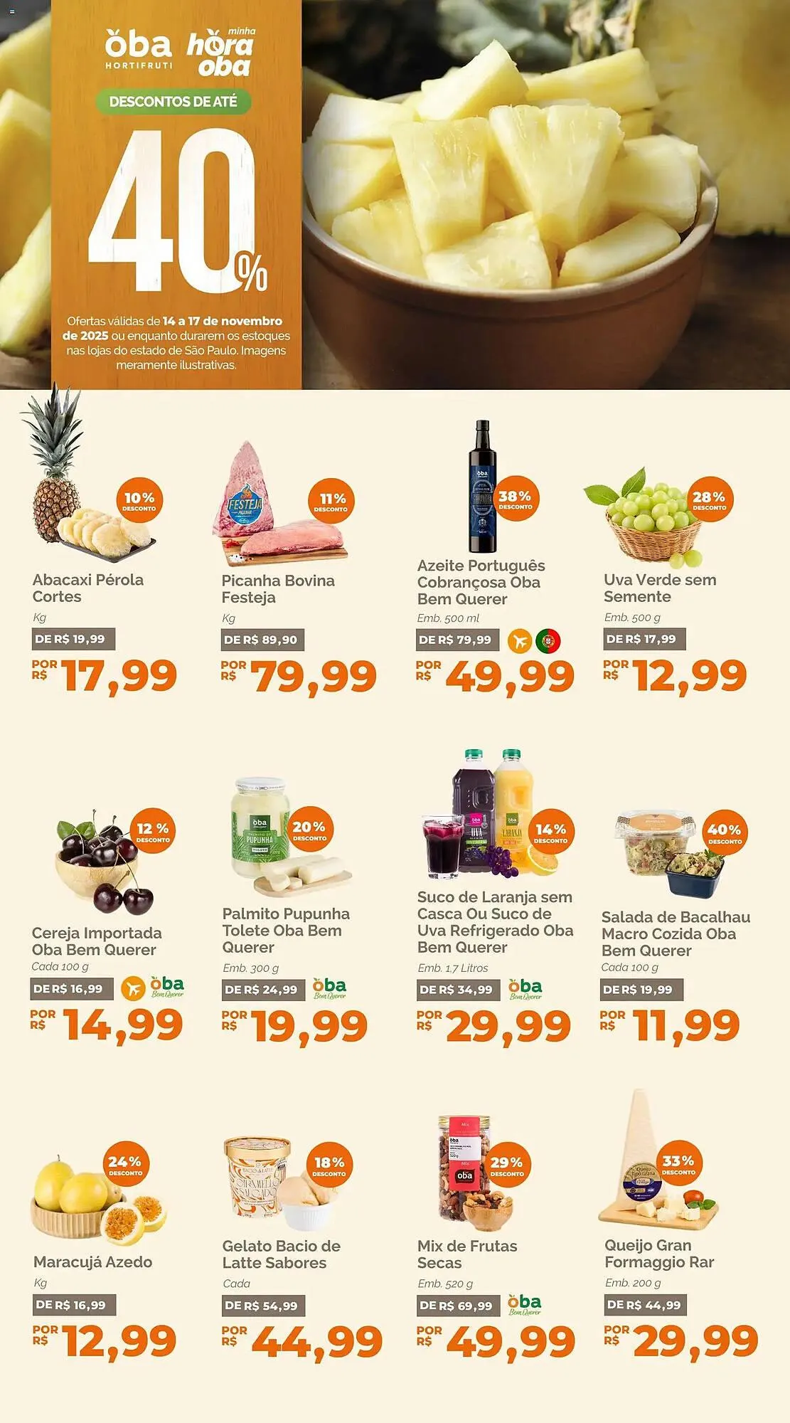 Encarte de Folheto Oba Hortifruti 14 de novembro até 17 de novembro 2025 - Pagina 1