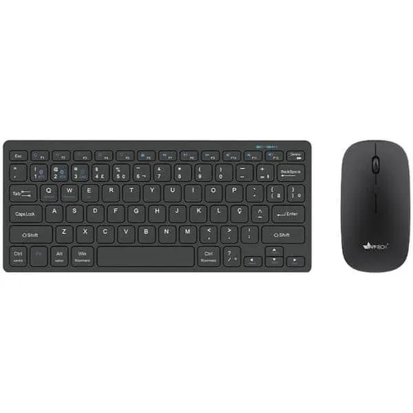 Teclado e Mouse sem Fio, Wireless e Bluetooth, Padrão ABNT2, Preto, KMWB350, App-Tech - CX 1 UN