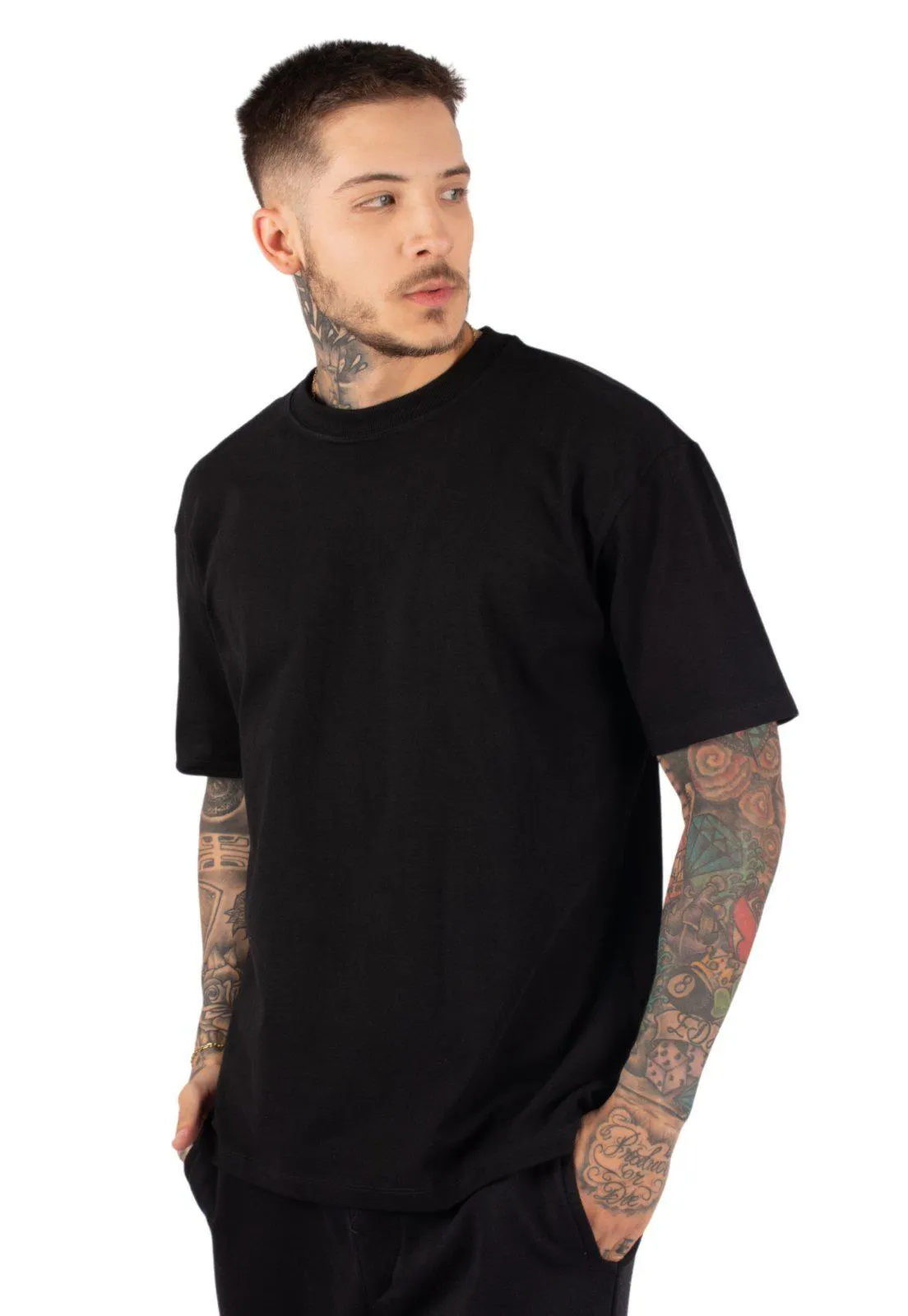 Camiseta Preta Basic Algodão Surfwear Camisa Masculina Algodão