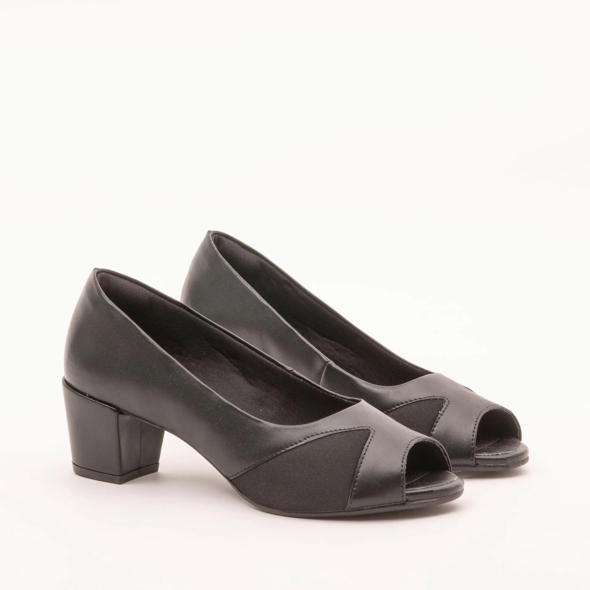 Scarpin peep toe comfort - PRETA