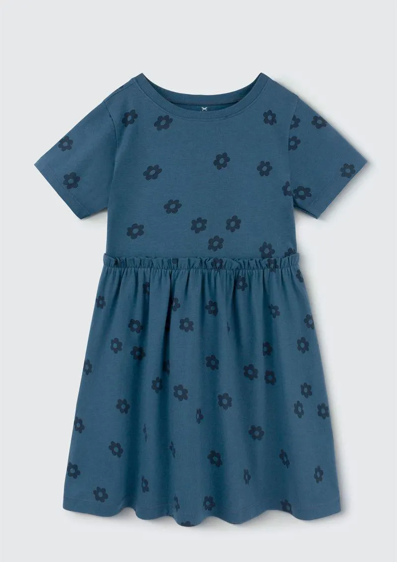 Vestido Curto Infantil Rodado - Azul