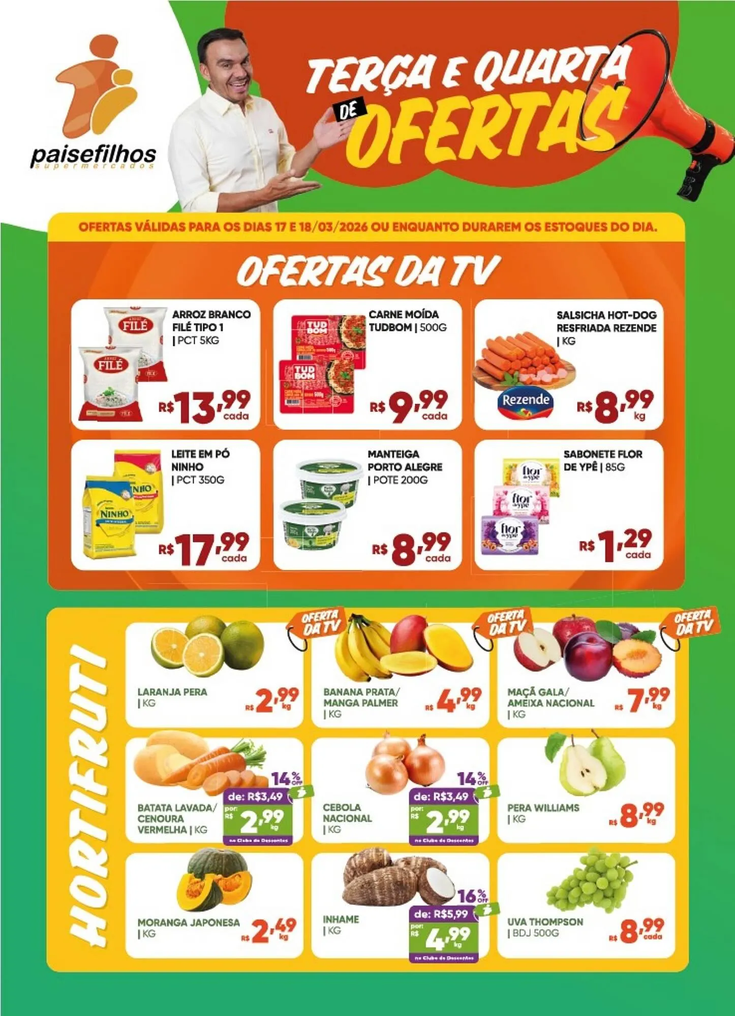 Encarte de Catálogo Pais e Filhos Supermercados 17 de março até 18 de março 2026 - Pagina 1