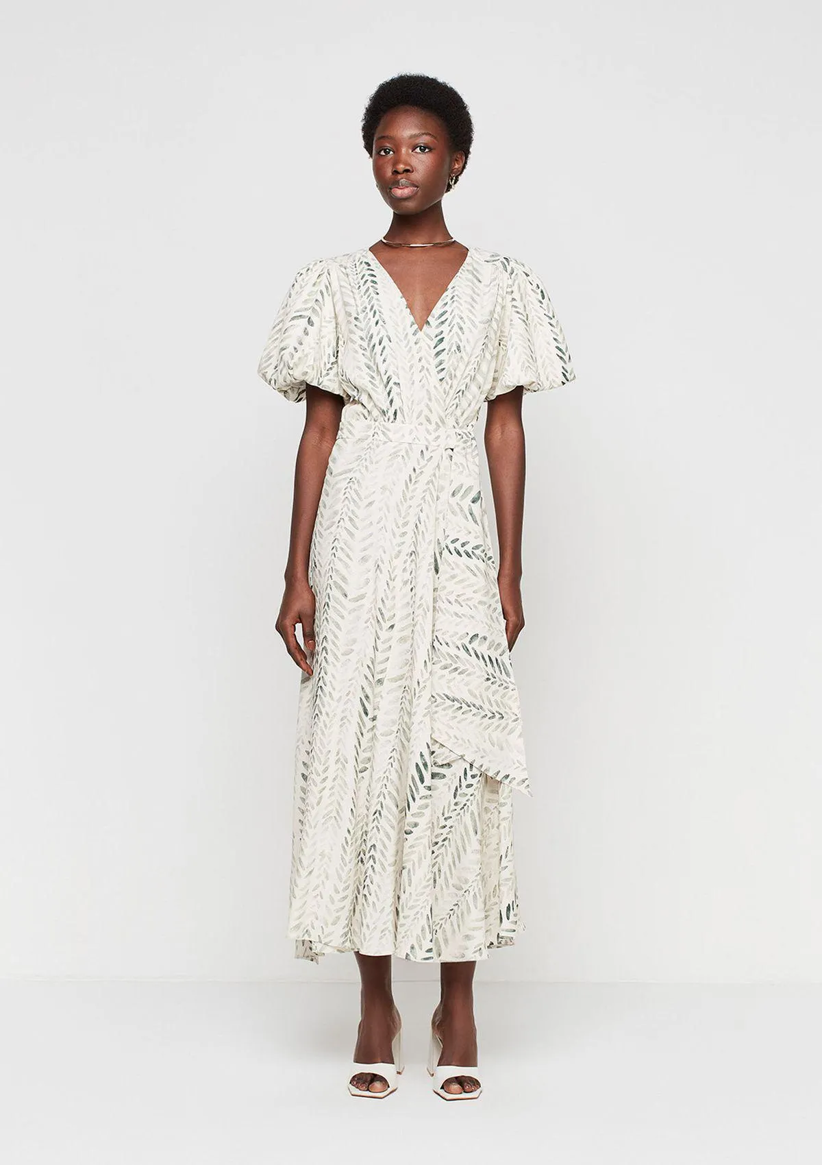 Vestido Midi Evasê Em Viscose - Off White