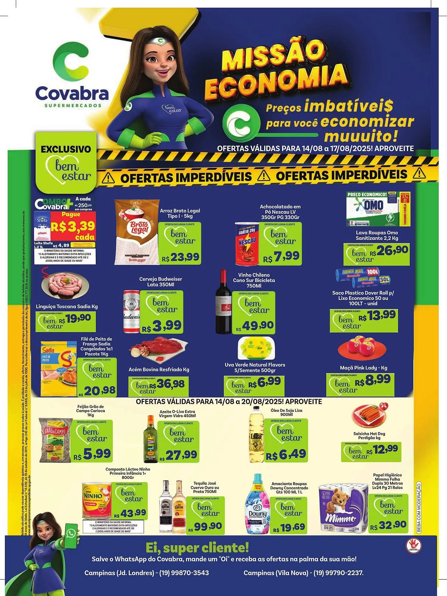 Encarte de Catálogo Covabra Supermercados 14 de agosto até 17 de agosto 2025 - Pagina 1