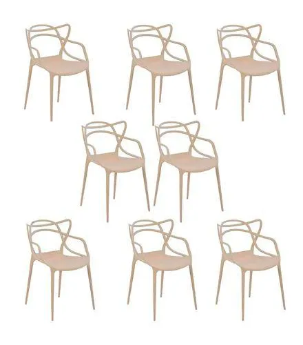 Conjunto com 8 Cadeiras Allegra Nude New Plastic