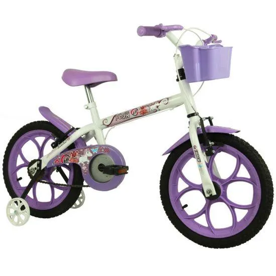 Bicicleta Infantil Track Bikes Pinky - Aro 16 - Branco/Lilás