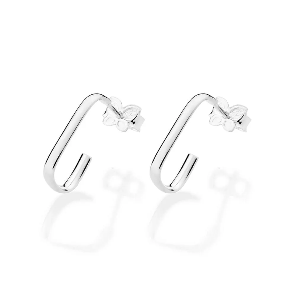 BRINCO ARGOLA RETANGULAR DE PRATA MACIÇA 925 - TAM.ÚNICO 8202390000