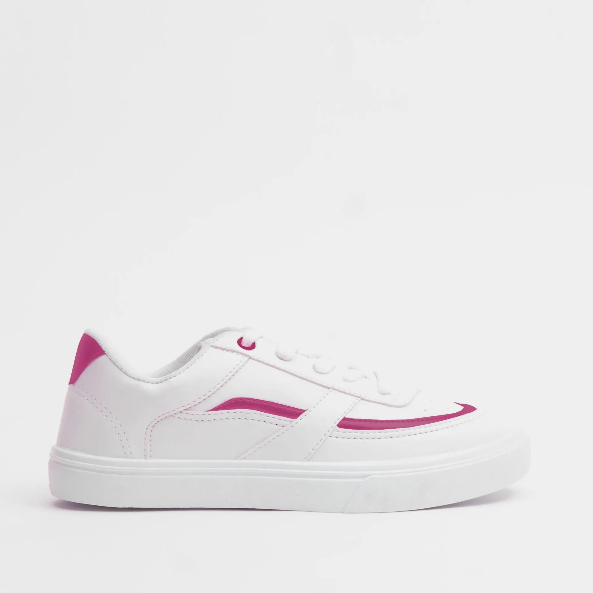Tênis Bruna em napa com detalhe lateral - COTTON/FUCSIA