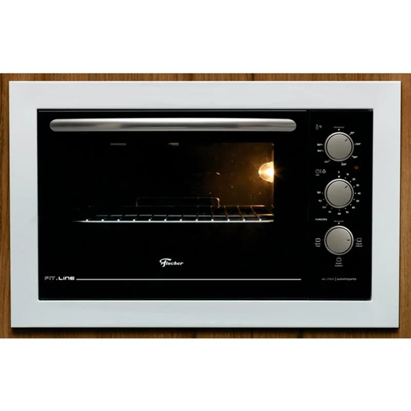 Forno Elétrico de Embutir Fit Line em Aço Fischer 1775W 48 Litros Autolimpante Branco