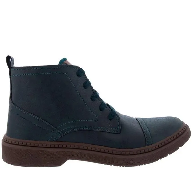 Bota Coturno Mac & Jac Zíper Pespontos Marinho